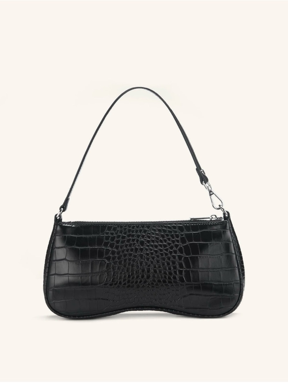 Eva Shoulder Bag - Black Croc-Embossed Finish